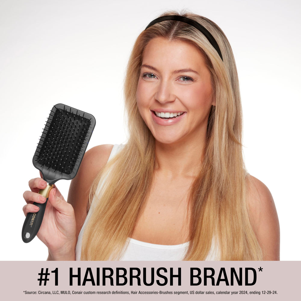 Conair Velvet Touch ergonomic grip brush designed for comfortable daily brushing