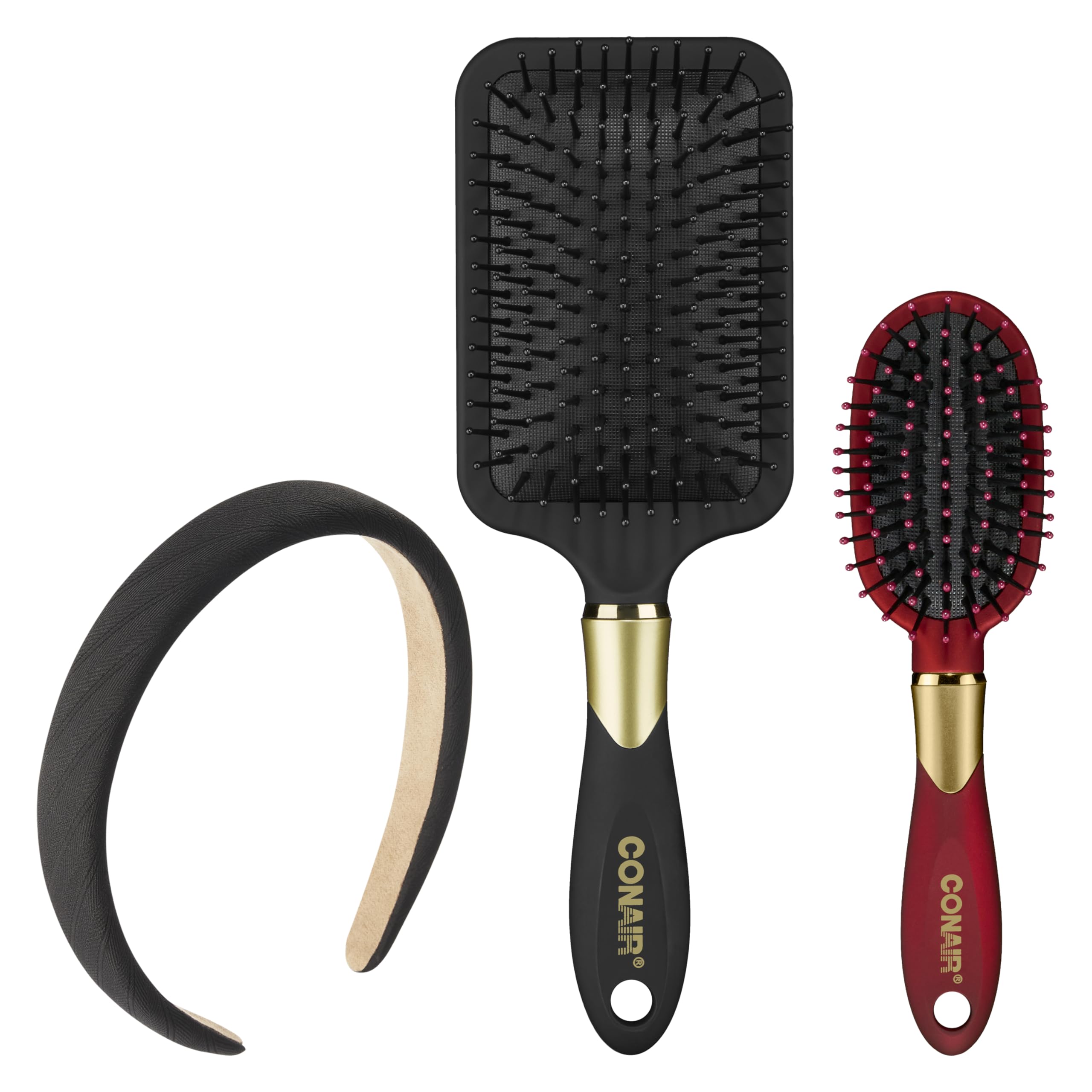 Conair Velvet Touch Paddle Brush for long hair detangling with soft bristles