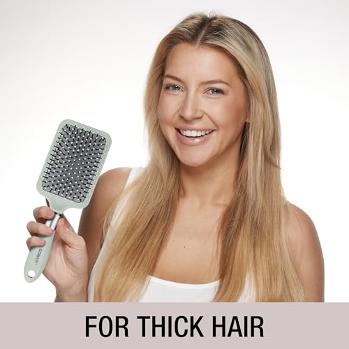 Conair Velvet Touch Paddle Brush sleek black and silver salon finish.