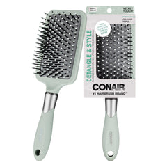 Conair Velvet Touch Paddle Brush with soft-handle for comfortable detangling.