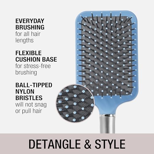 Close-up of Conair Velvet Touch brush showing soft-hold handle