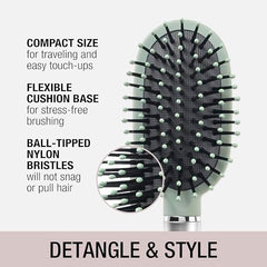 Conair Velvet Touch soft-handle close-up emphasizes comfortable grip during brushing sessions.