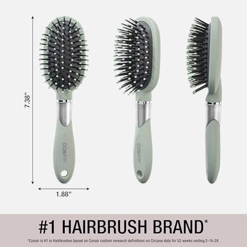 Conair Velvet Touch travel brush compact for on-the-go touch-ups.
