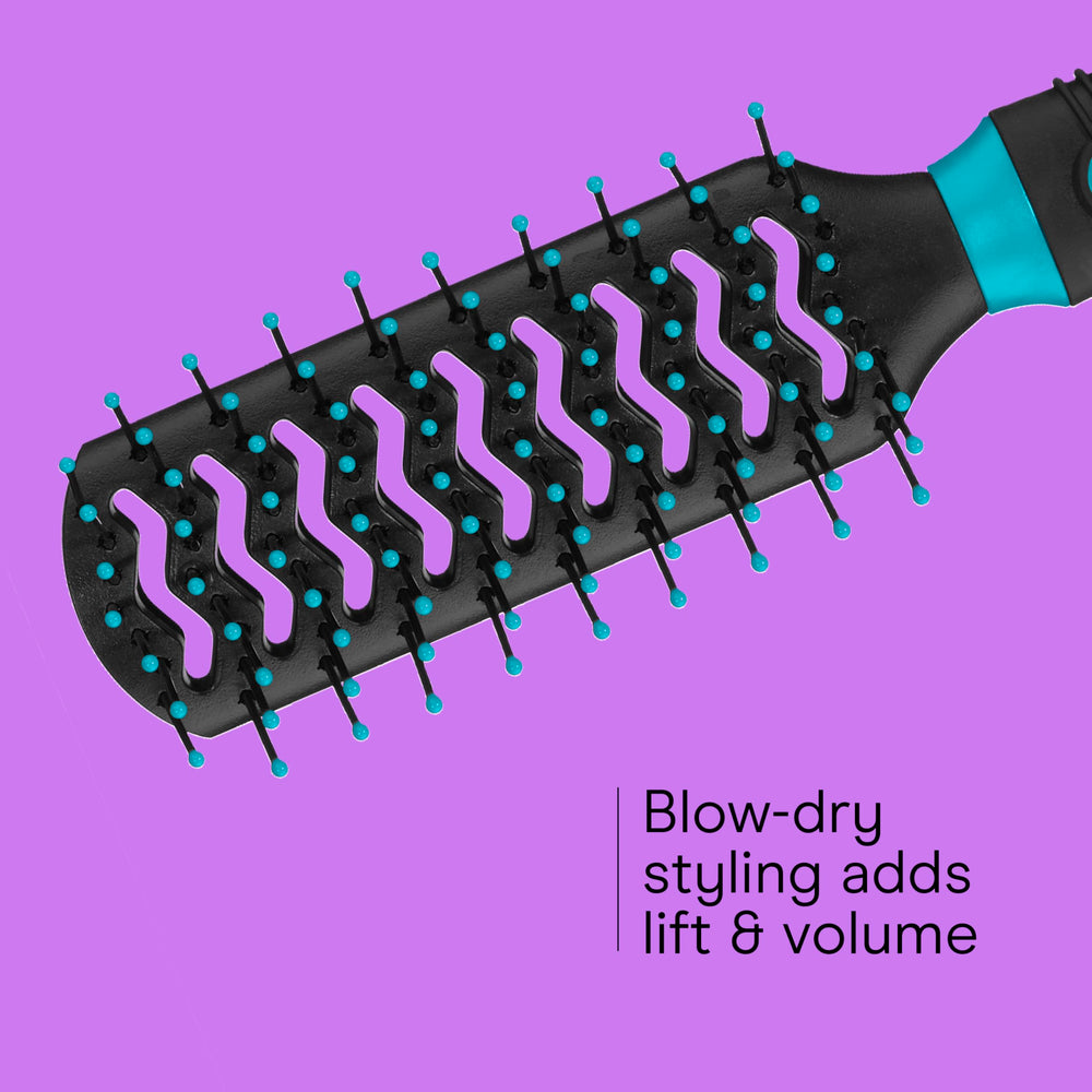 Conair vented hairbrush design promotes quicker drying and smoother styling.