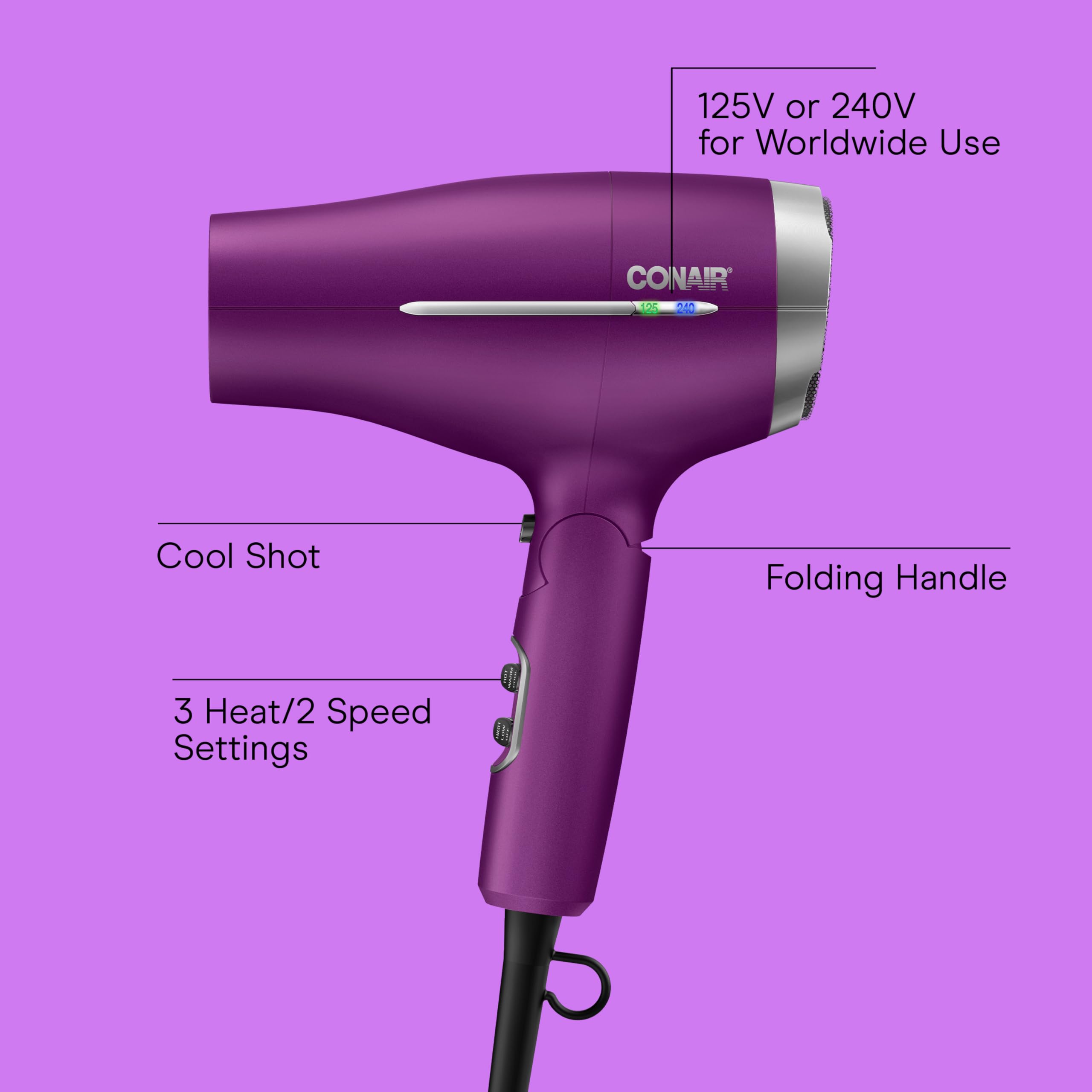 Conair concentrator attachment for precise styling and airflow.