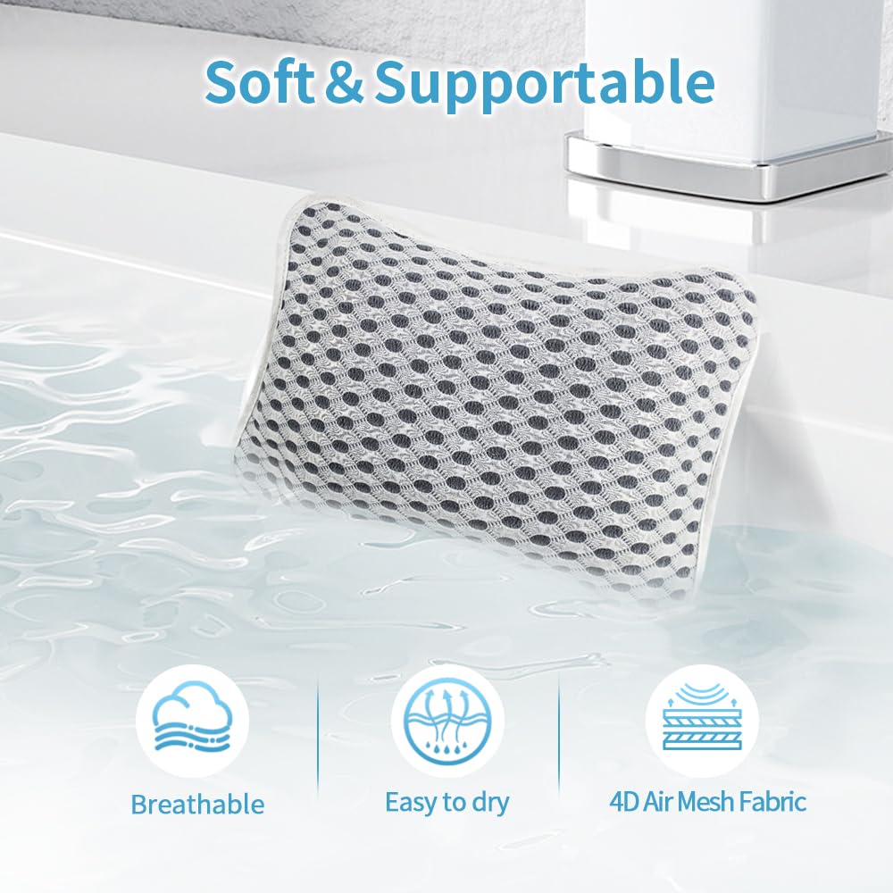 Conbella bath pillow with two suction cups stays securely during soaking.