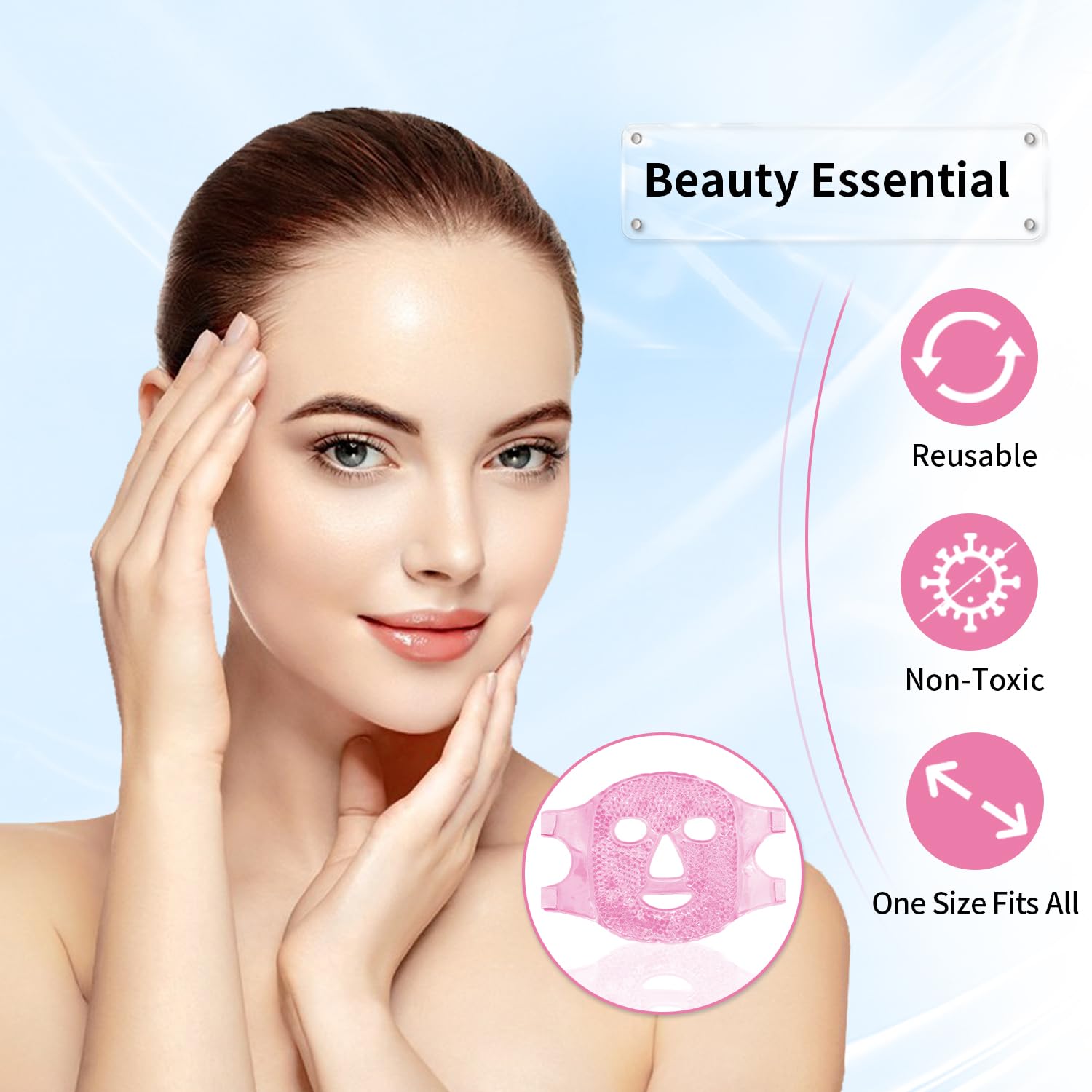 Conbella mascarilla fría reutilizable con respaldo suave para uso prolongado.
