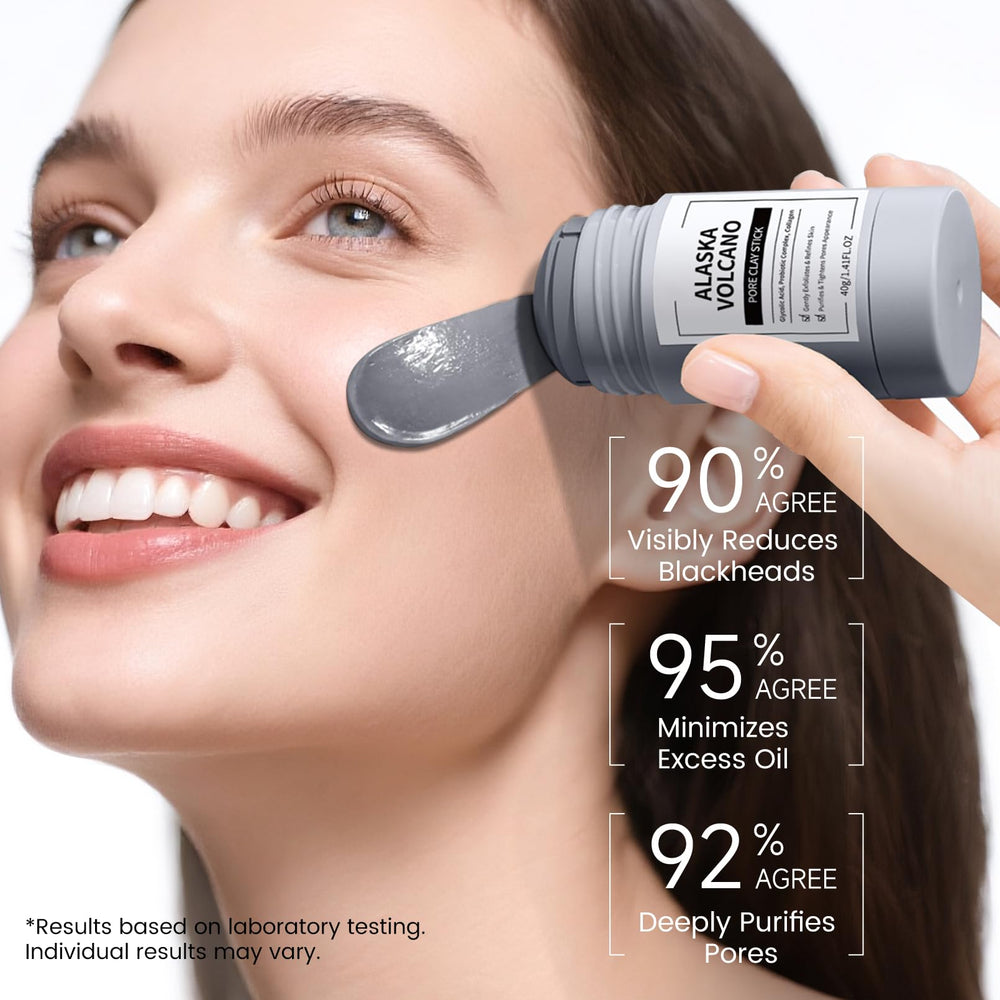 ConfidMiss Alaska Volcano clay stick exfoliates dead skin and refines pores.