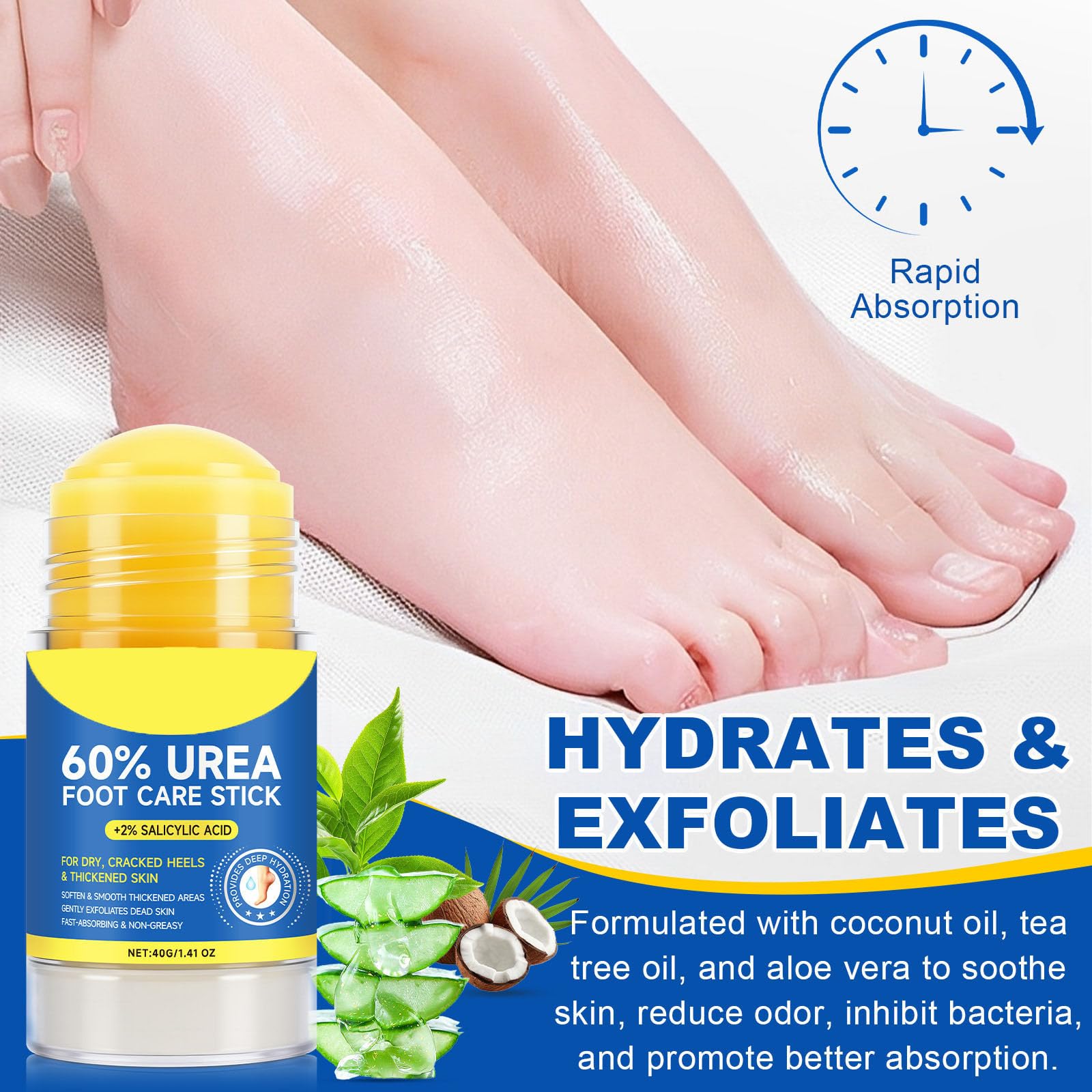 ConfidMiss Foot Care Stick: diseño en barra para uso dirigido.