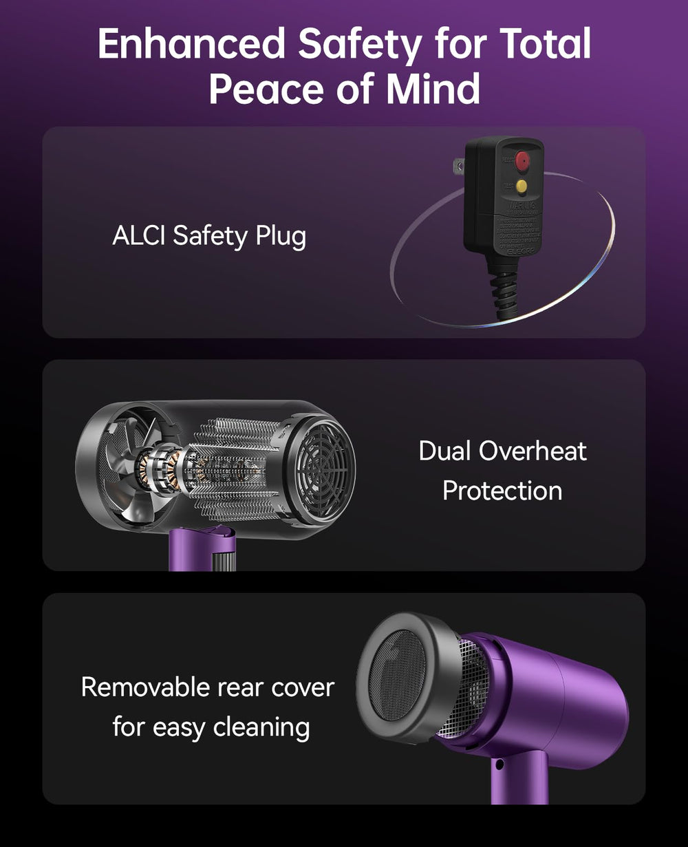 CONFU overheat protection keeps the dryer safe during use.