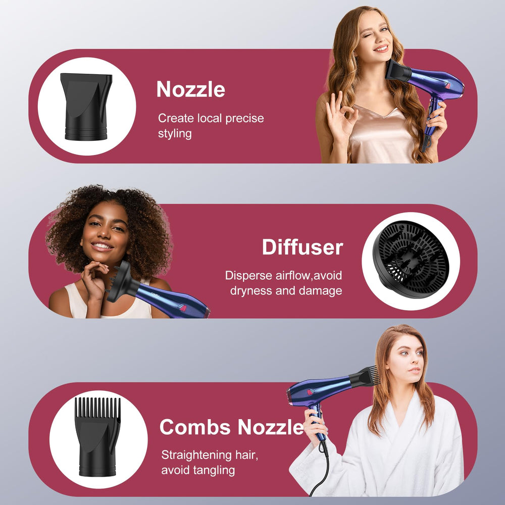 CONFU Hair Dryer Pro comb nozzle detangling and shaping thick hair