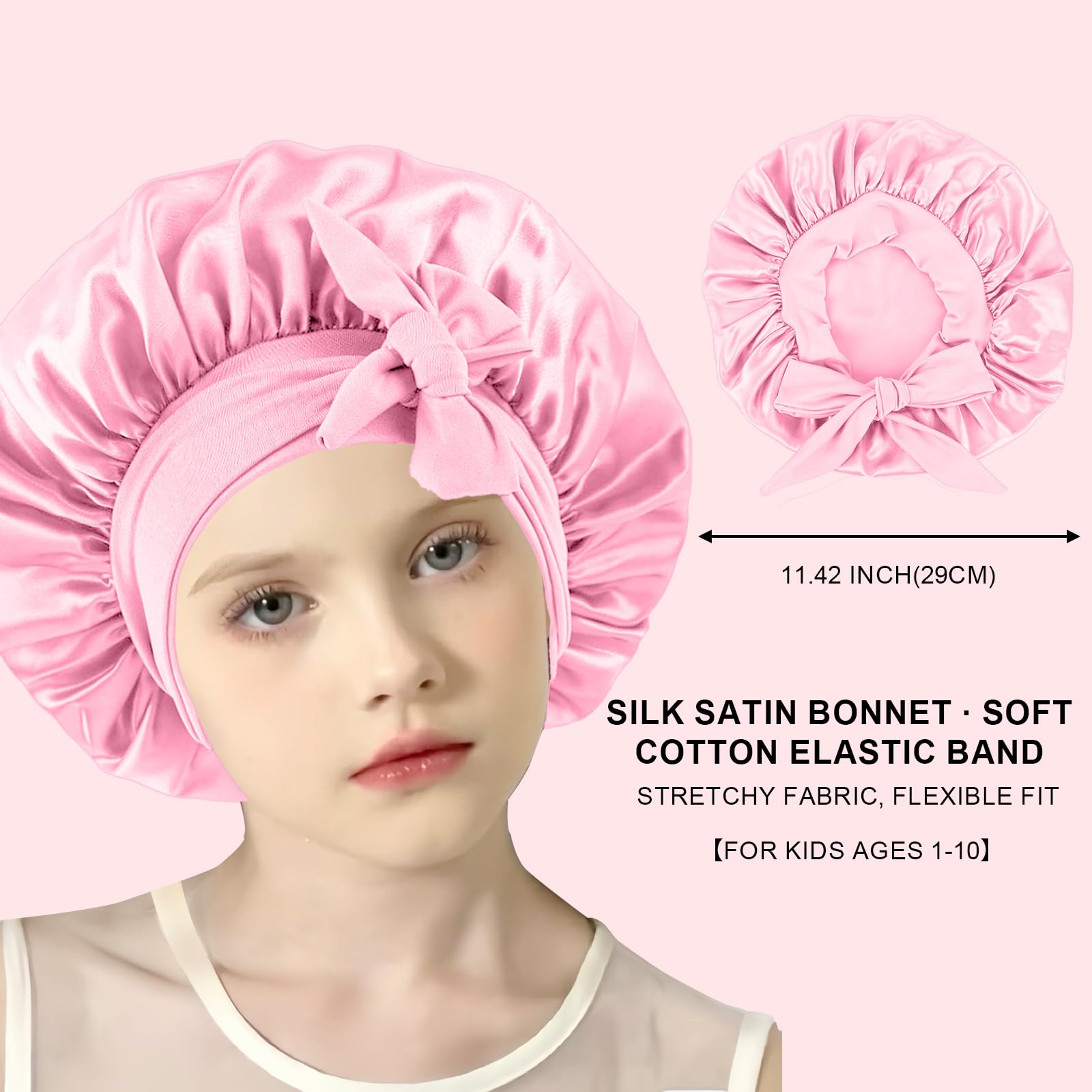 Gorro satén Confvrter para niñas, ayuda a reducir frizz durante el sueño