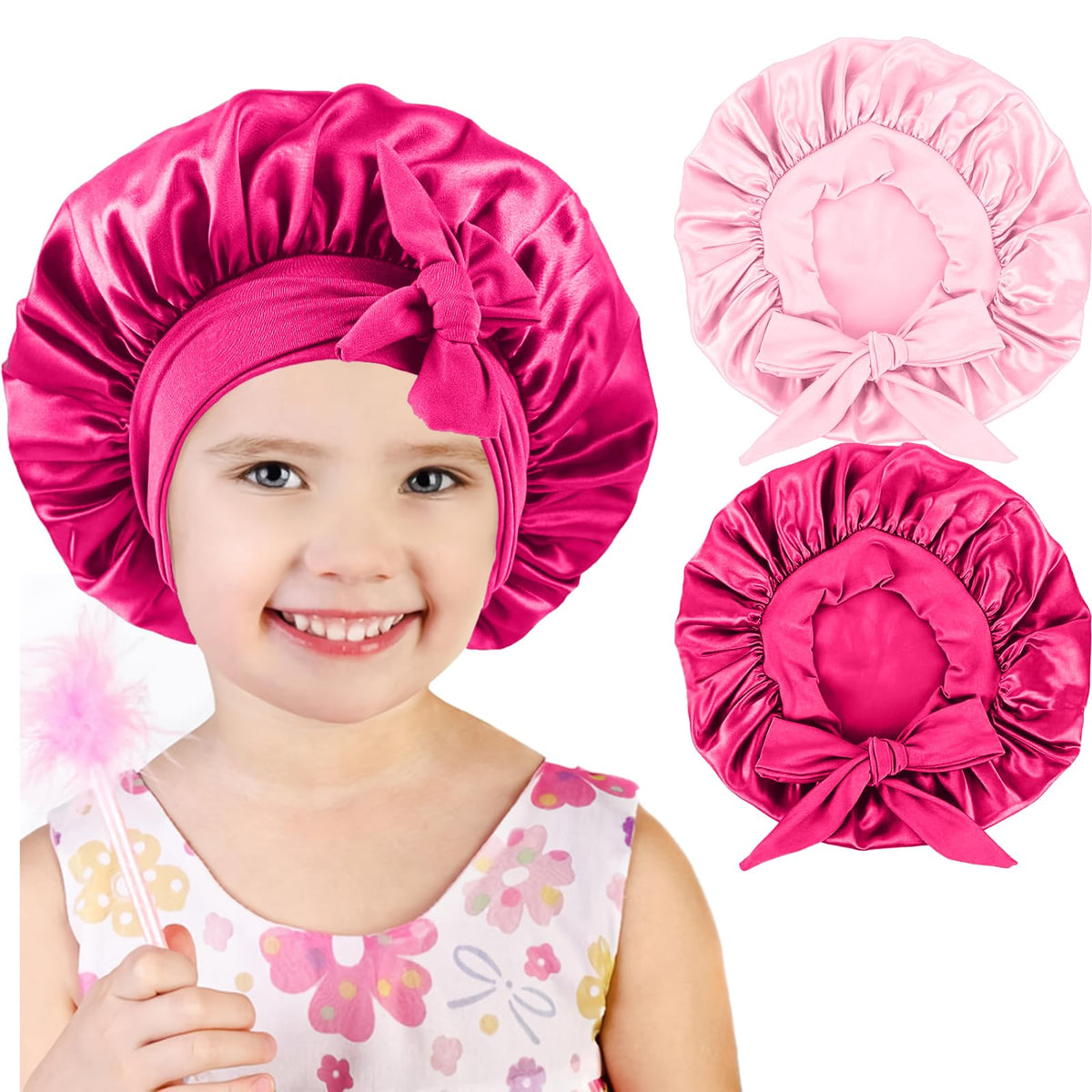 Gorro satén Confvrter para niñas, uso nocturno suave para evitar enredos