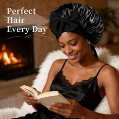 Confvrter silk bonnet diameter 14 inches offers roomy coverage for long hair.