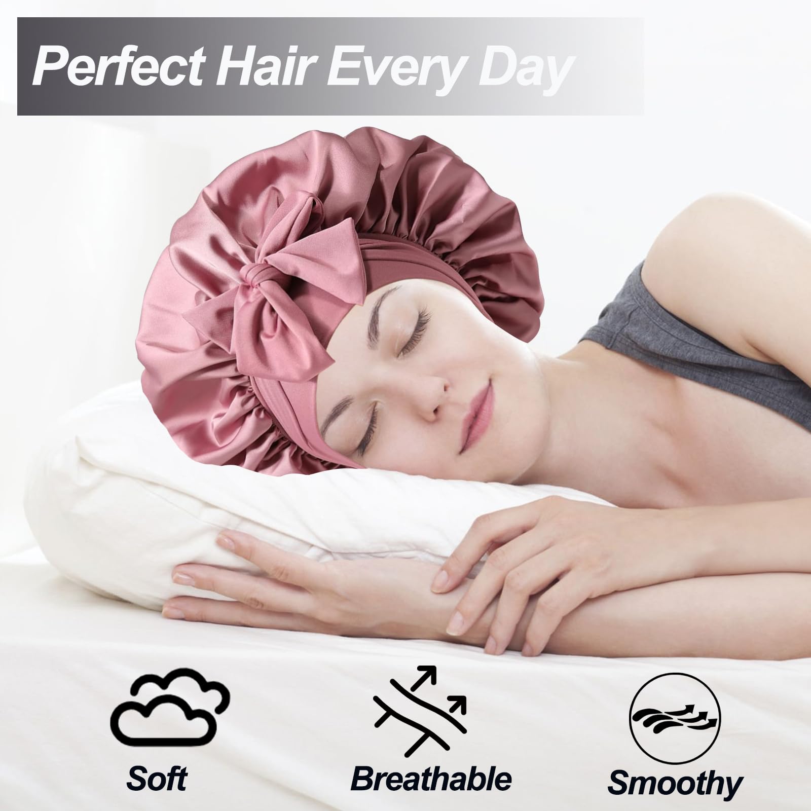 Confvrter soft elastic-band bonnet offers comfortable wear at home.