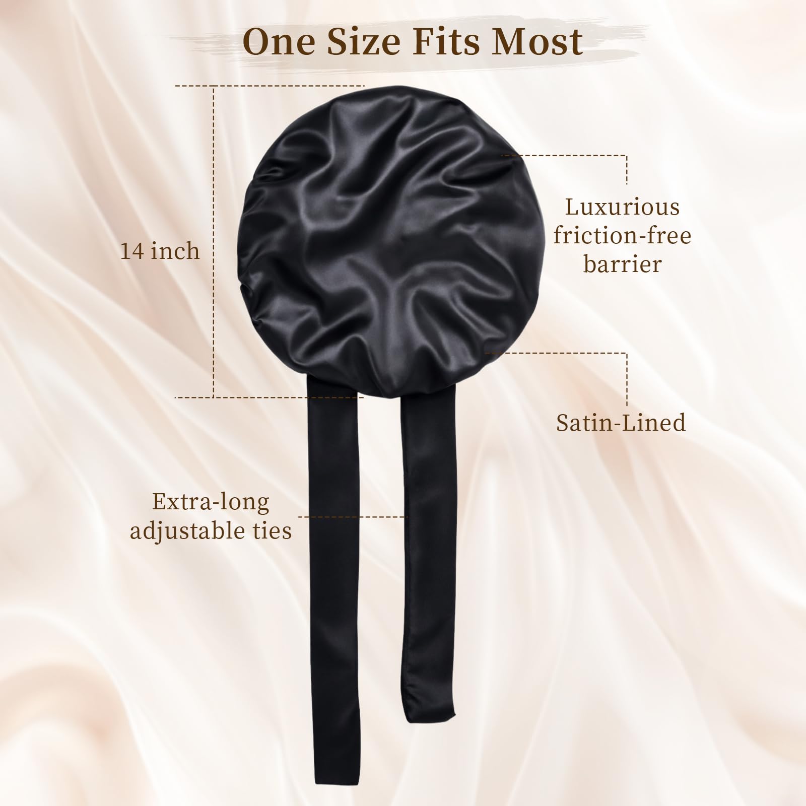 Confvrter silk bonnet tie-band fashion: bow styling for casual home use.
