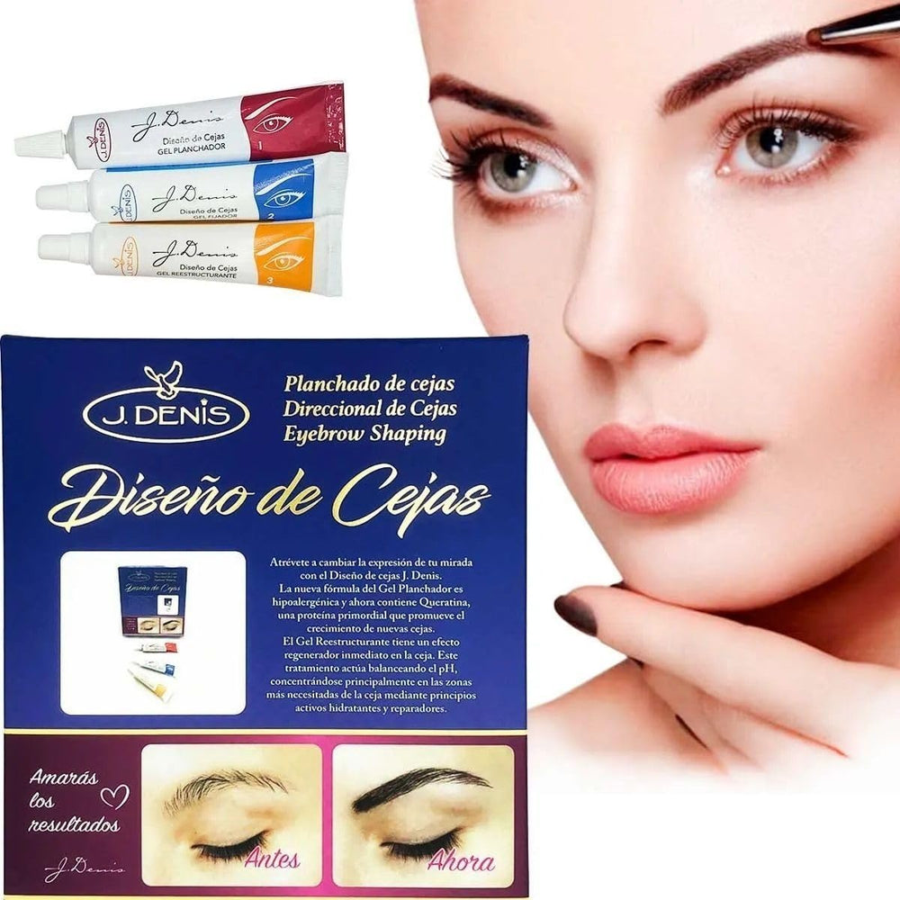 Conjunto J. Denis para laminado de cejas con crema exclusiva para resultados duraderos.