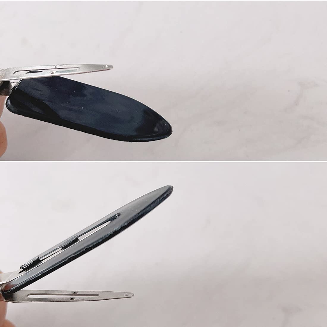 Conpru clips pelo uso maquillaje fijando cabello durante la rutina de belleza.