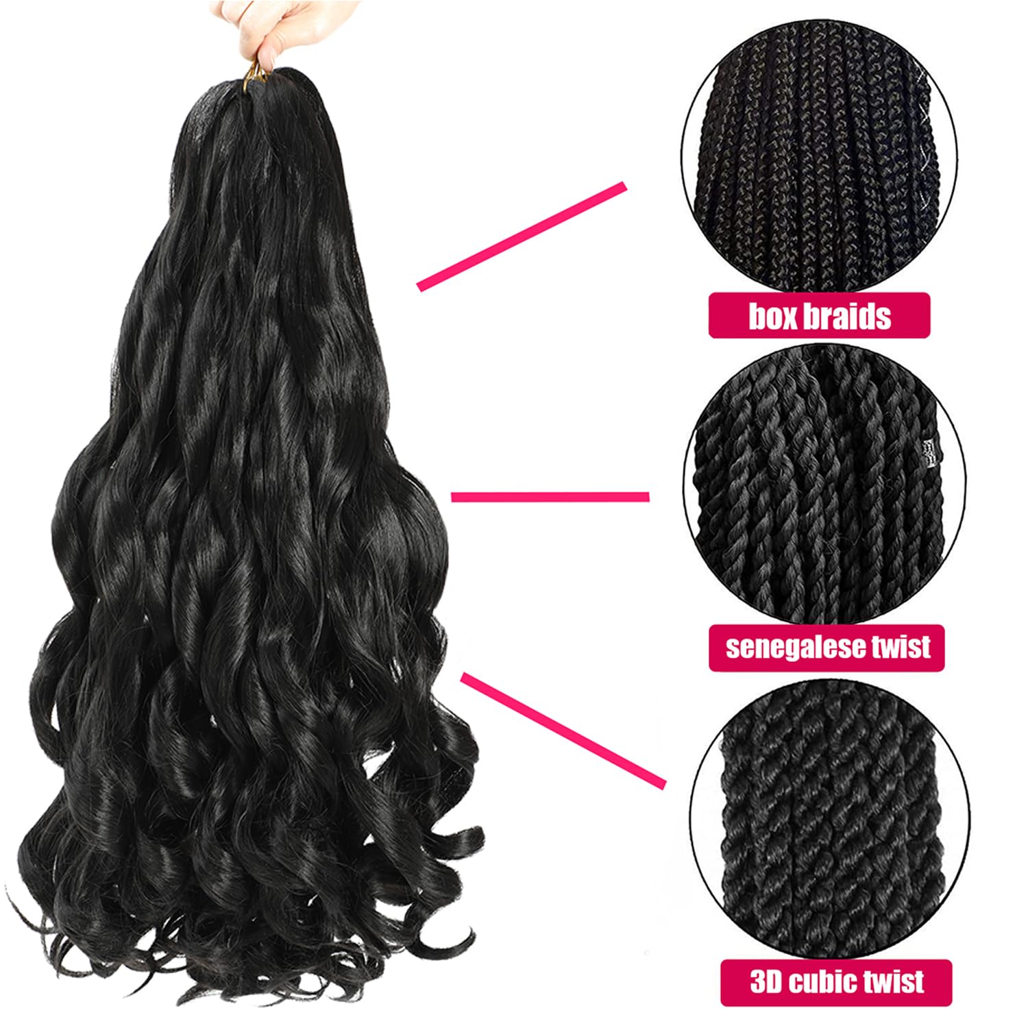 Conrora easy-to-install pre-curled braiding hair saves prep time.
