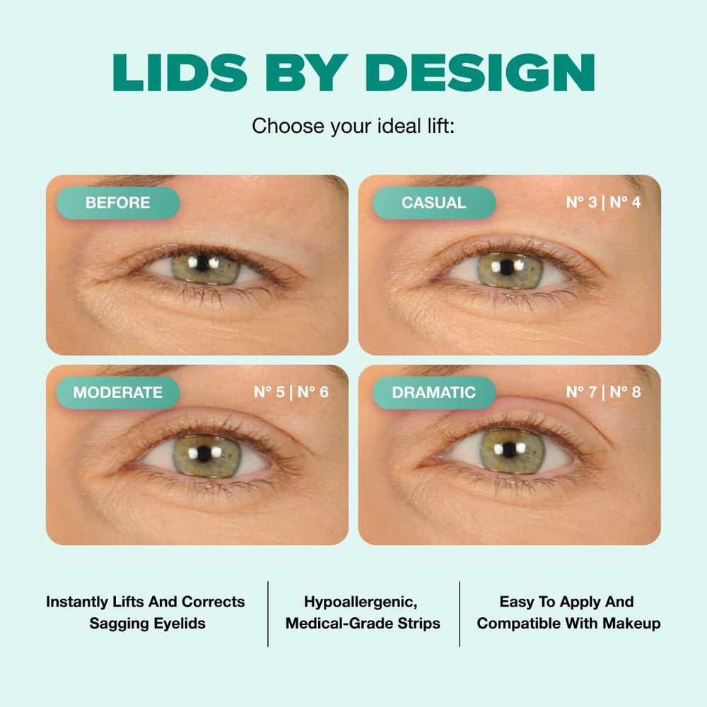 Contour Rx Lids by Design strip applied on eyelid fold for a lift.