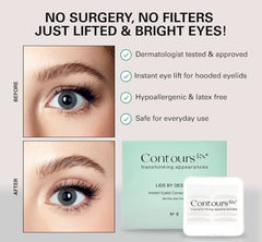 Contours Rx Lids by Design application tweezers show precise placement for secure adherence.