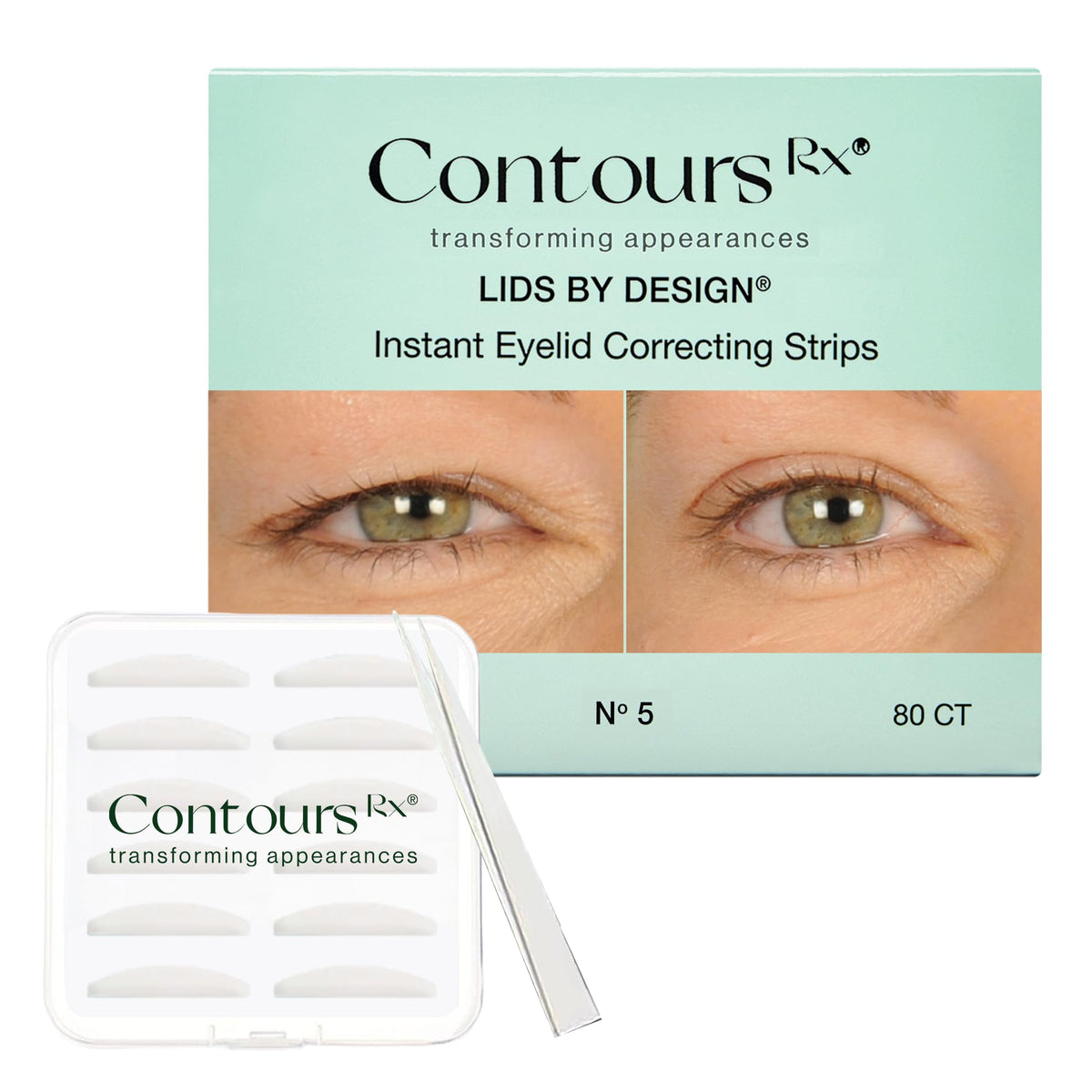 Contours Rx Lids by Design packaging highlights non-surgical eyelid lift for hooded lids