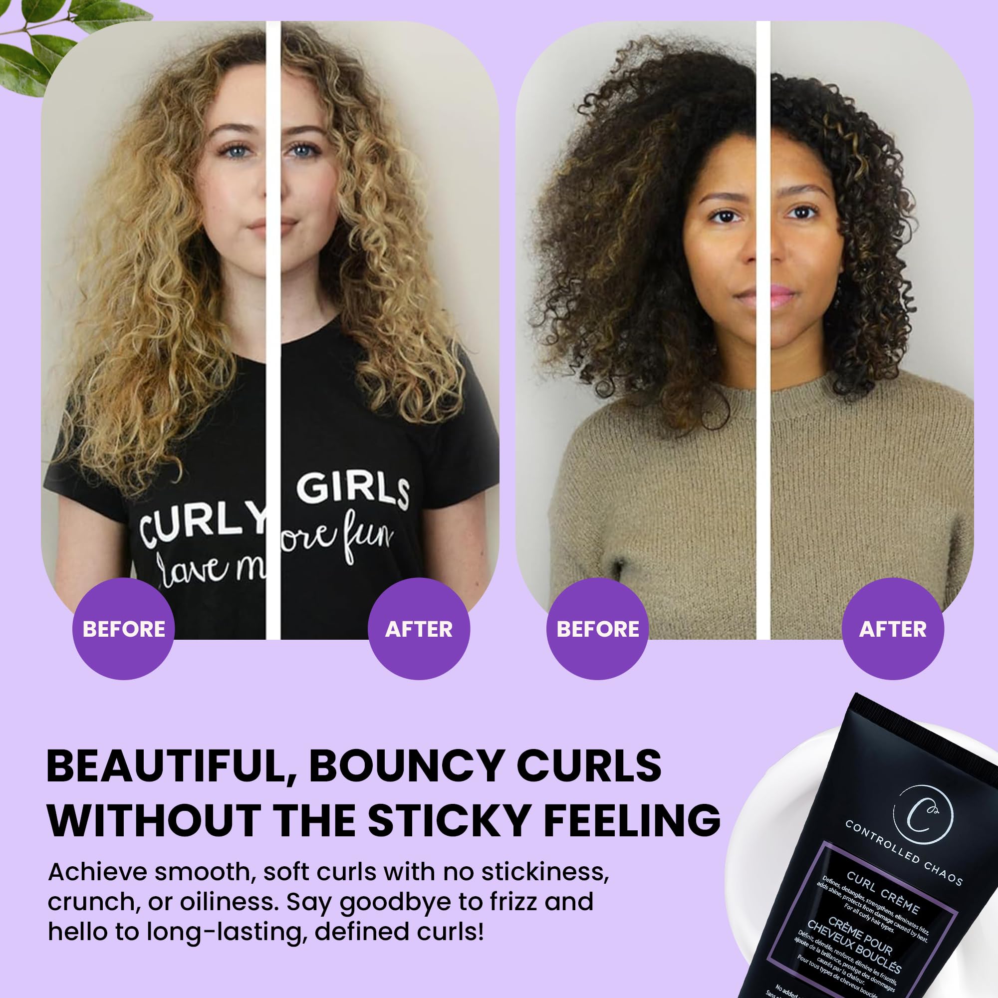 Controlled Chaos Curl Cream suitable for all hair types and colors.