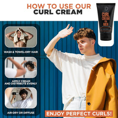 Defined curls with Controlled Chaos Curl Cream for Men.