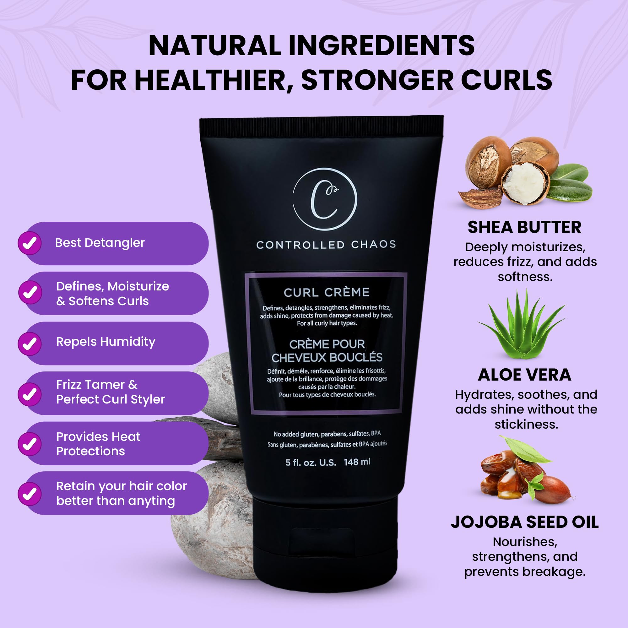 Heat protection during styling with Controlled Chaos Curl Cream.