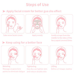Contrybox Gua Sha diseño corazón rosa, uso cómodo en varias zonas del rostro