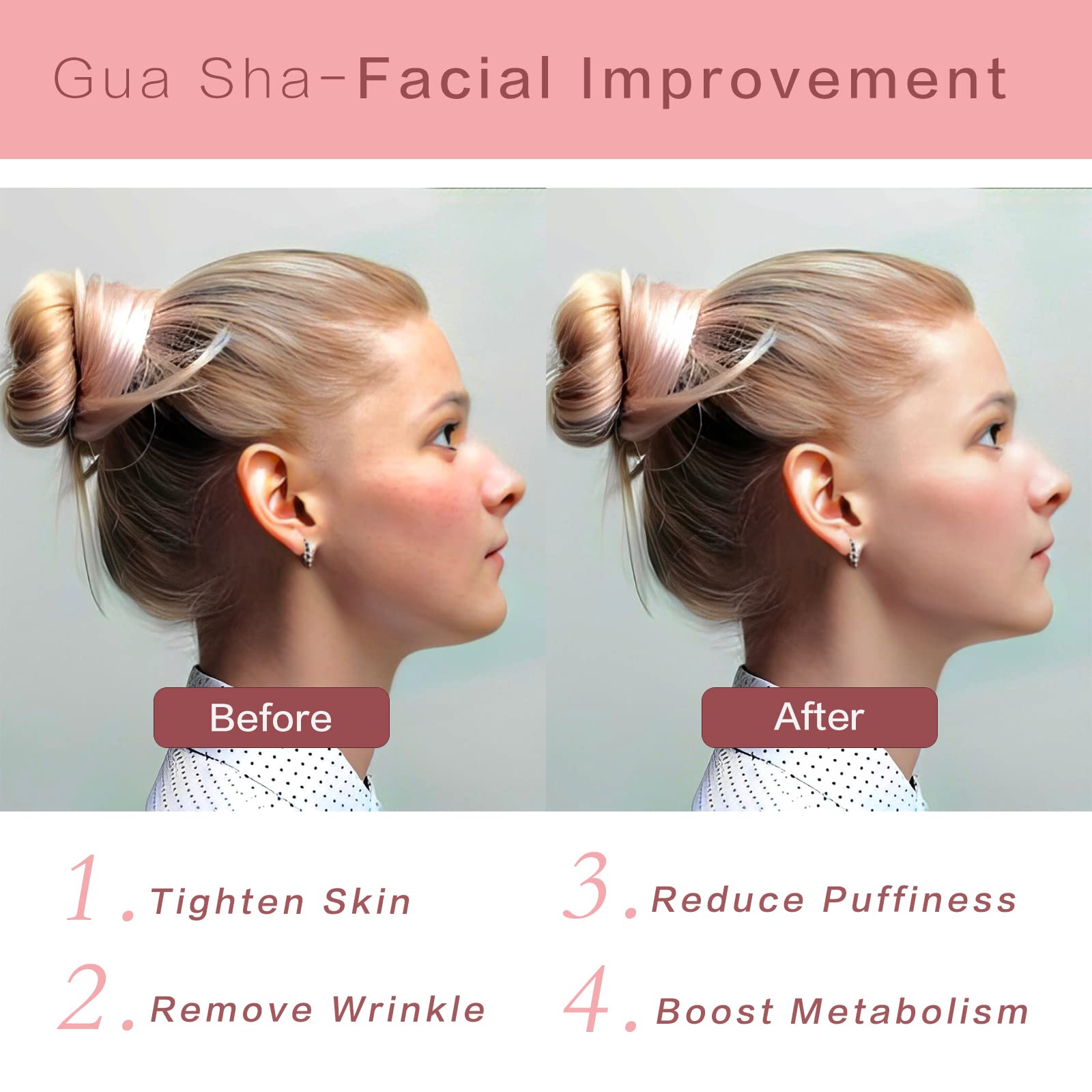 Contrybox Gua Sha línea de mandíbula, diseño suave mejora la definición facial