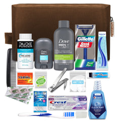 Kit de Convenience Kits International con Dove Men Care en bolsa Dopp para viaje.