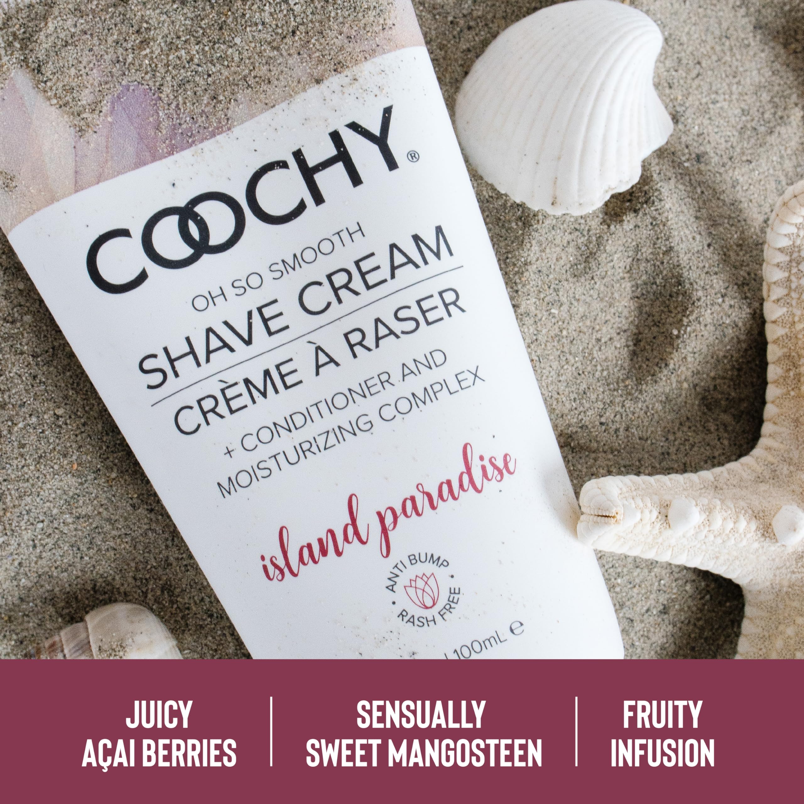 Coochy Island Paradise razor glide indicates minimal nicks and irritation.