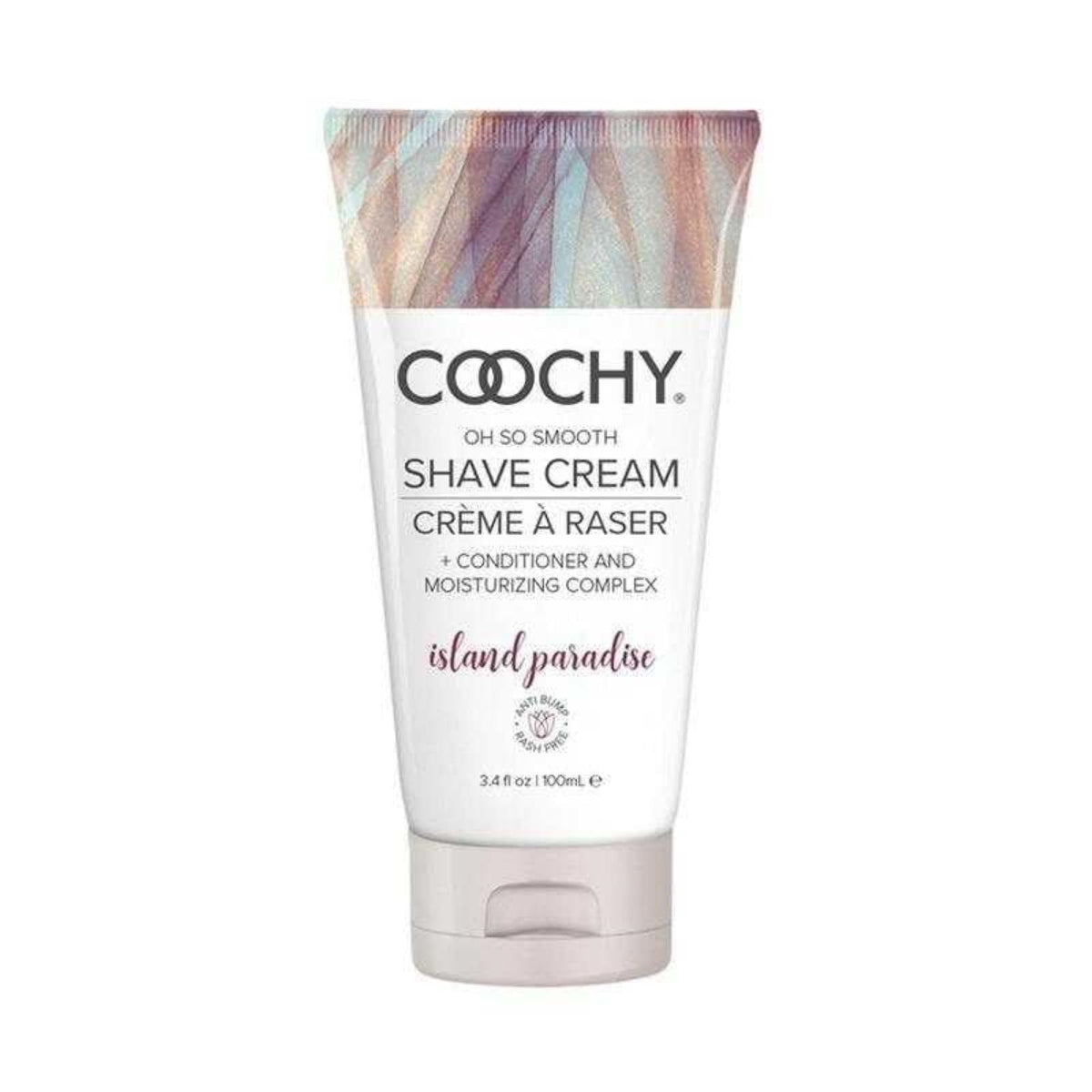 Coochy Shave Cream Island Paradise bottle for a smooth, rash-free shave.