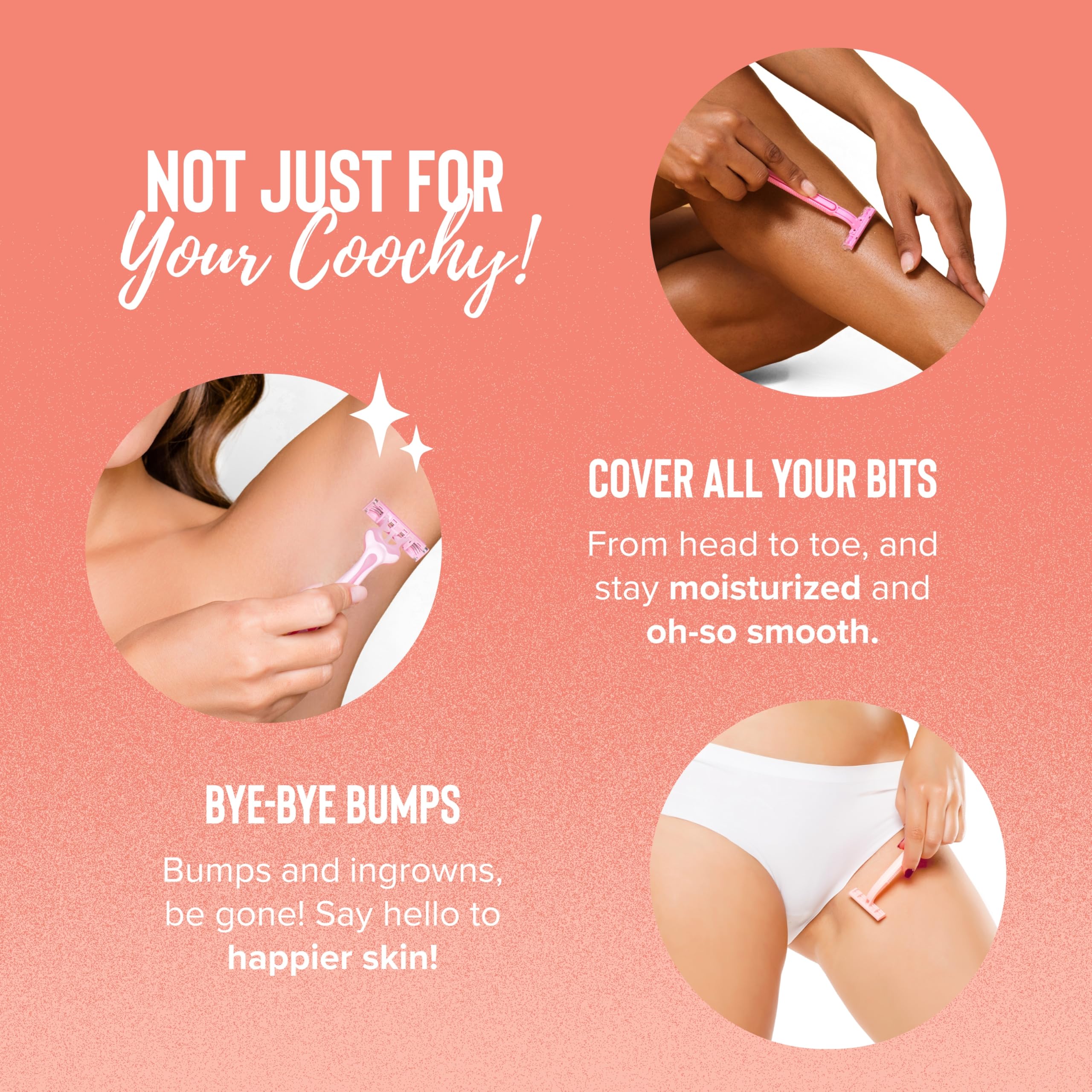 Leg shaving with Coochy Cream delivering a smooth surface and fewer nicks.
