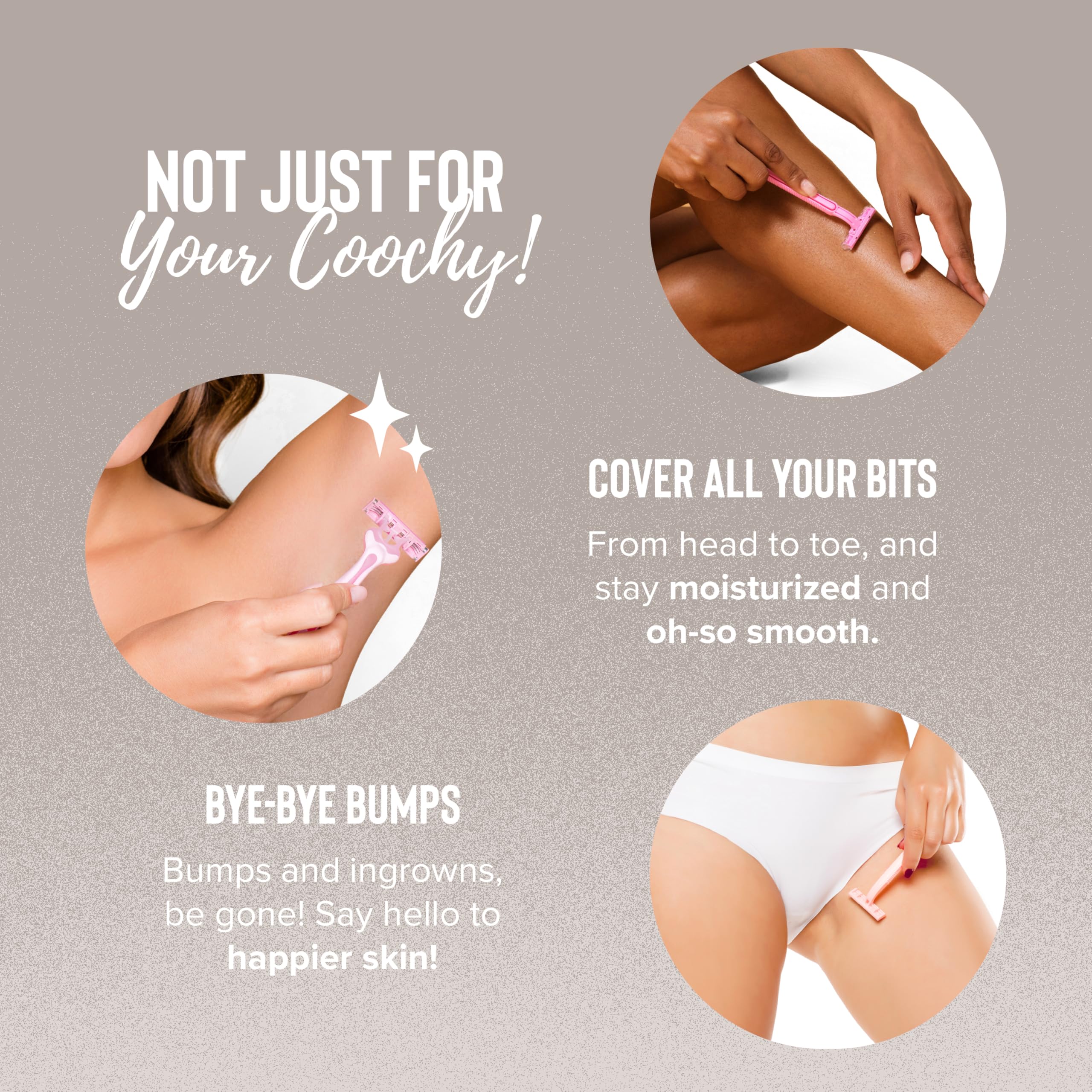 Usage near bikini area demonstrates gentle care and conditioning.