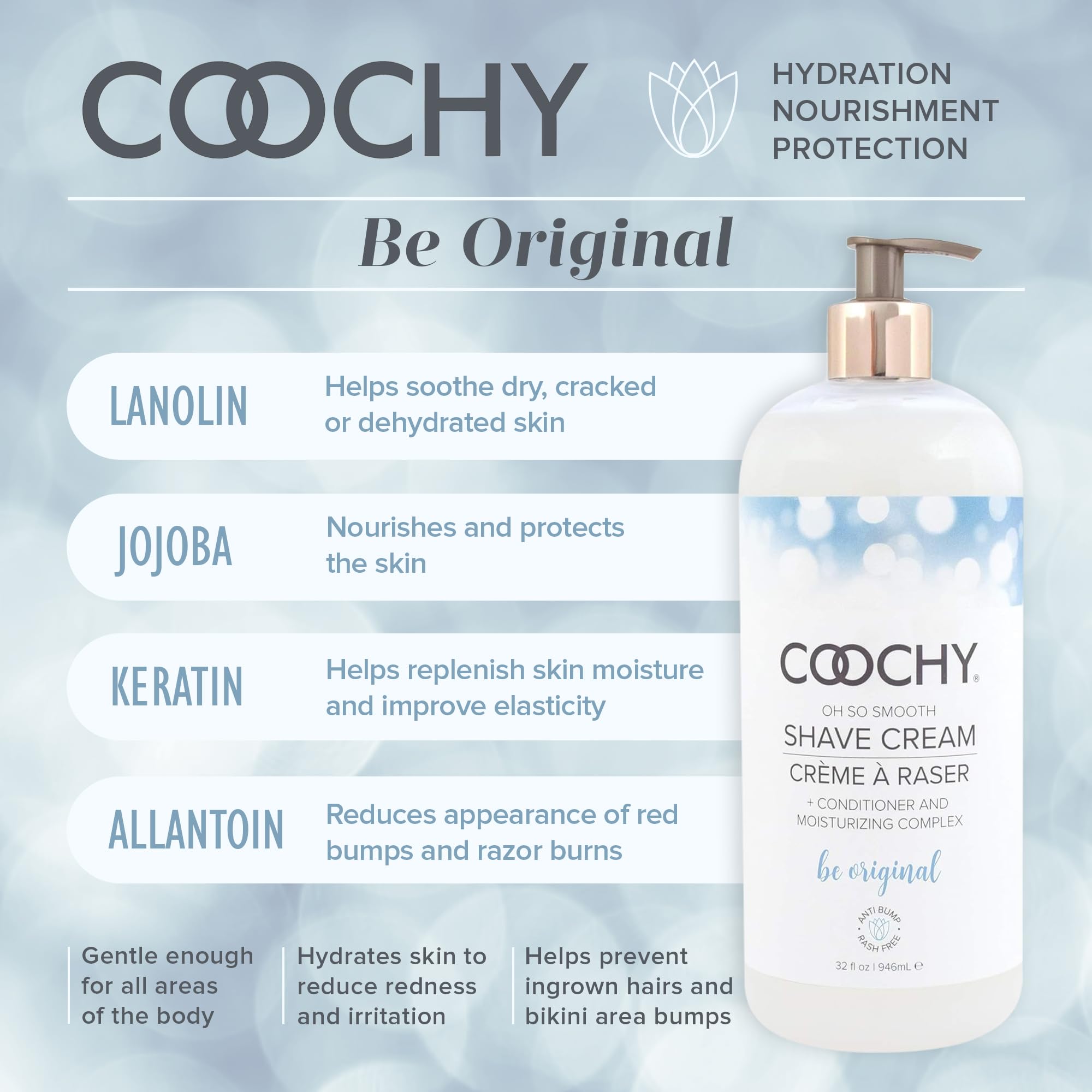 Coochy Shaving Cream foam closeup shows rich, gentle lather.