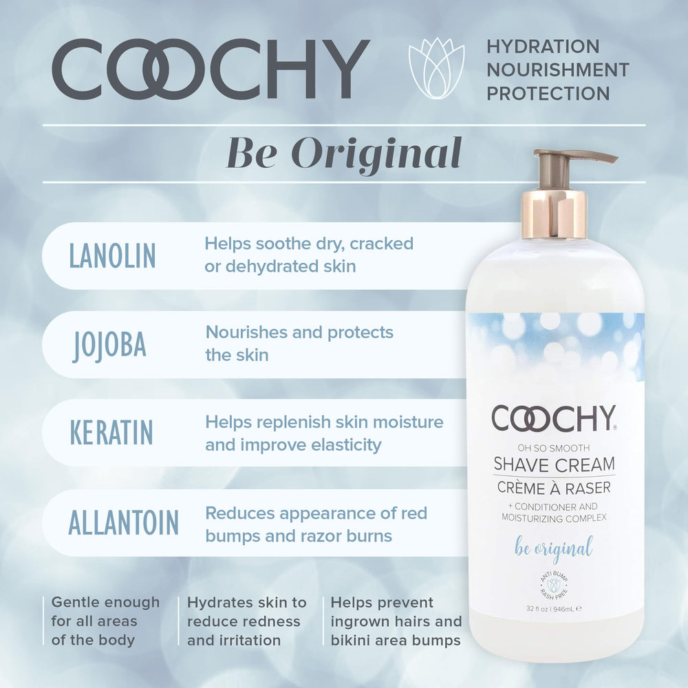 Coochy Shaving Cream foam closeup shows rich, gentle lather.