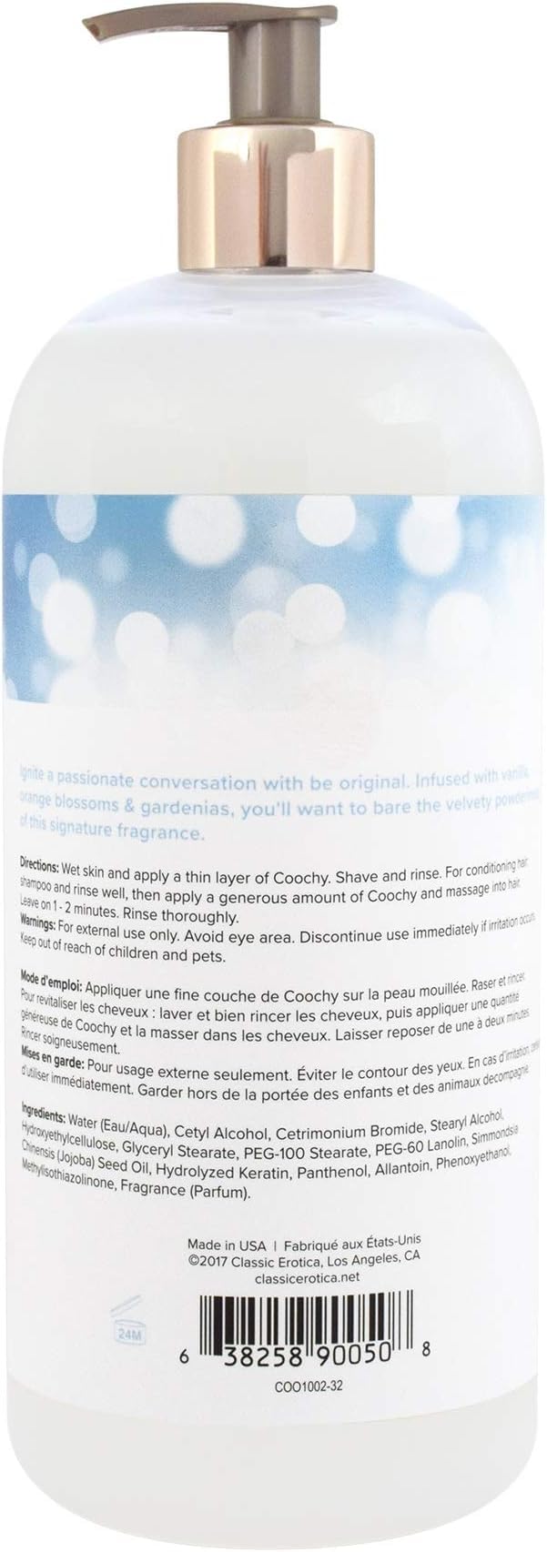 Coochy Shaving Cream pump-dispense enables easy, precise application.