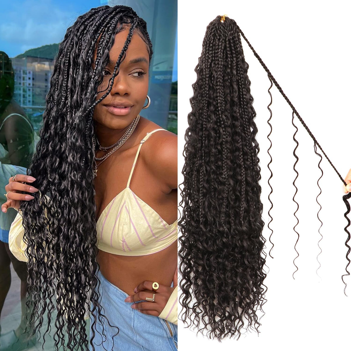 CooCooJoo Goddess Boho Box Braids 24 inch full-head look with lightweight comfort