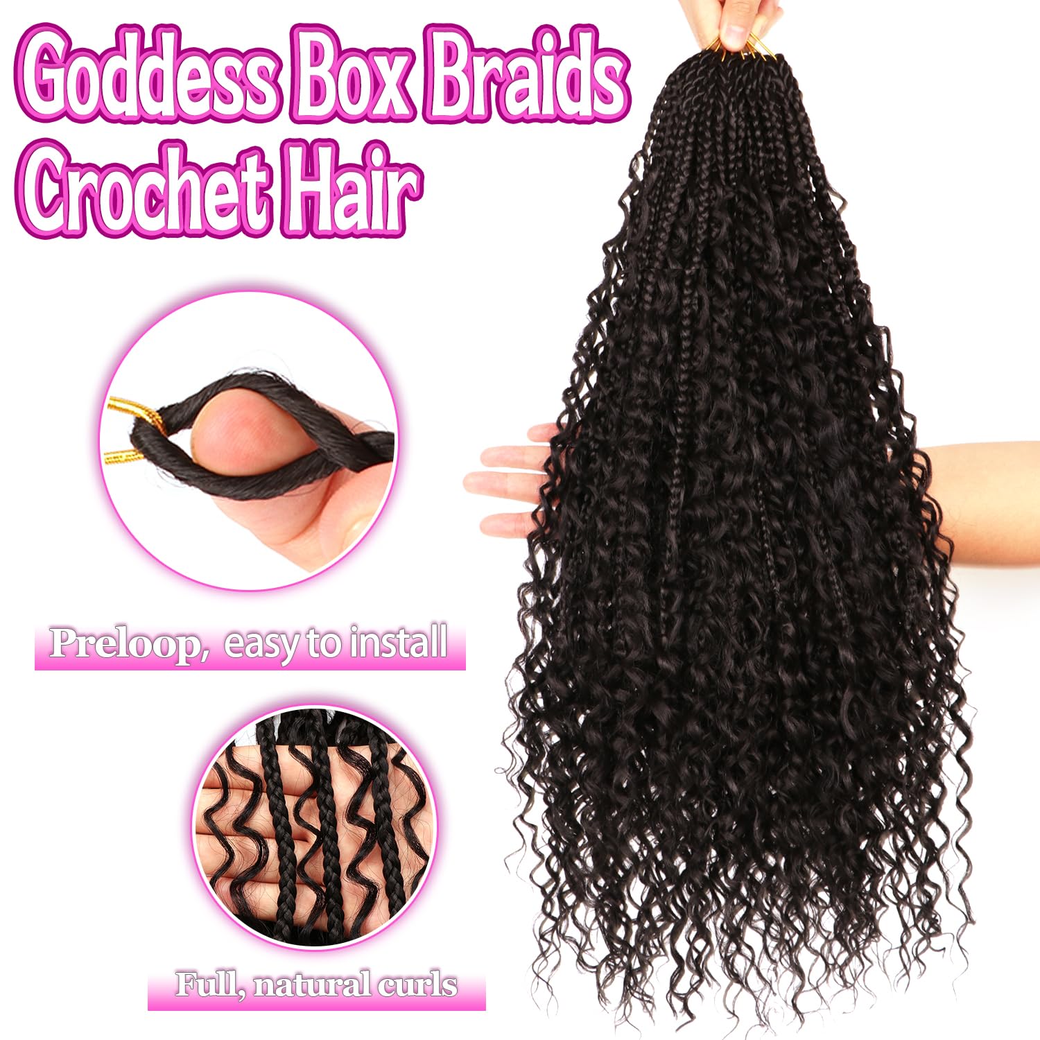 CooCooJoo Goddess Boho Box Braids eight packs, ten strands per pack for versatile styling
