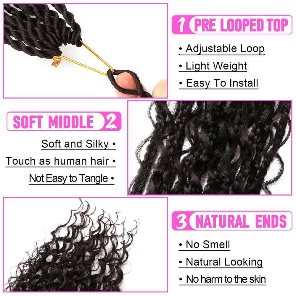 CooCooJoo Goddess Boho Box Braids soft low-temperature synthetic fibers gentle on skin