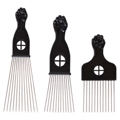 COOKOO afro hair combs with fist design and wide teeth for textured hair