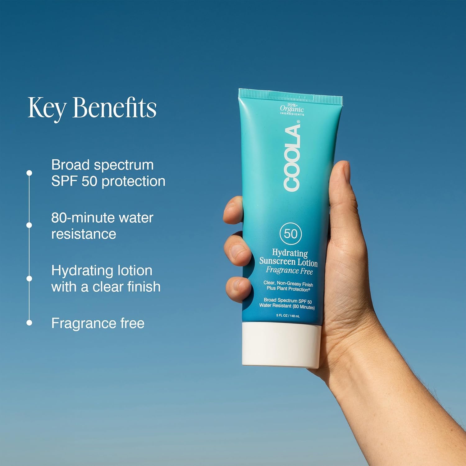 COOLA antioxidant-rich plant protection label highlights hydration and barrier support
