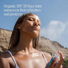 COOLA face mist spray application makes quick reapplication simple and mess-free.