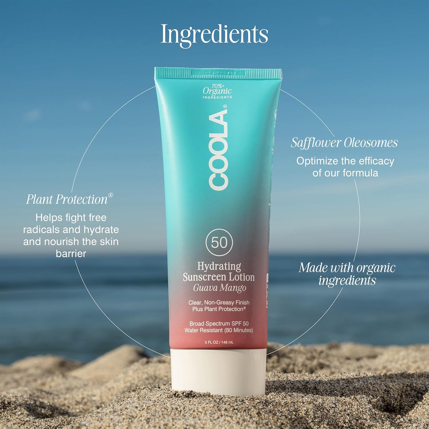 COOLA vegan gluten-free formula with no parabens.