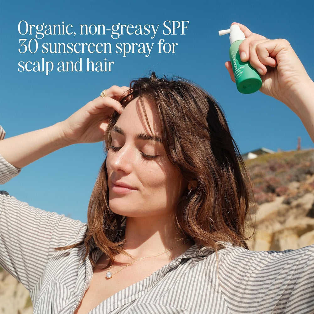 COOLA hair sunscreen SPF 30 lightweight formula for comfortable wear.