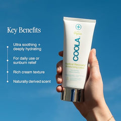 COOLA organic aloe vera ingredients display for soothing post-sun comfort.