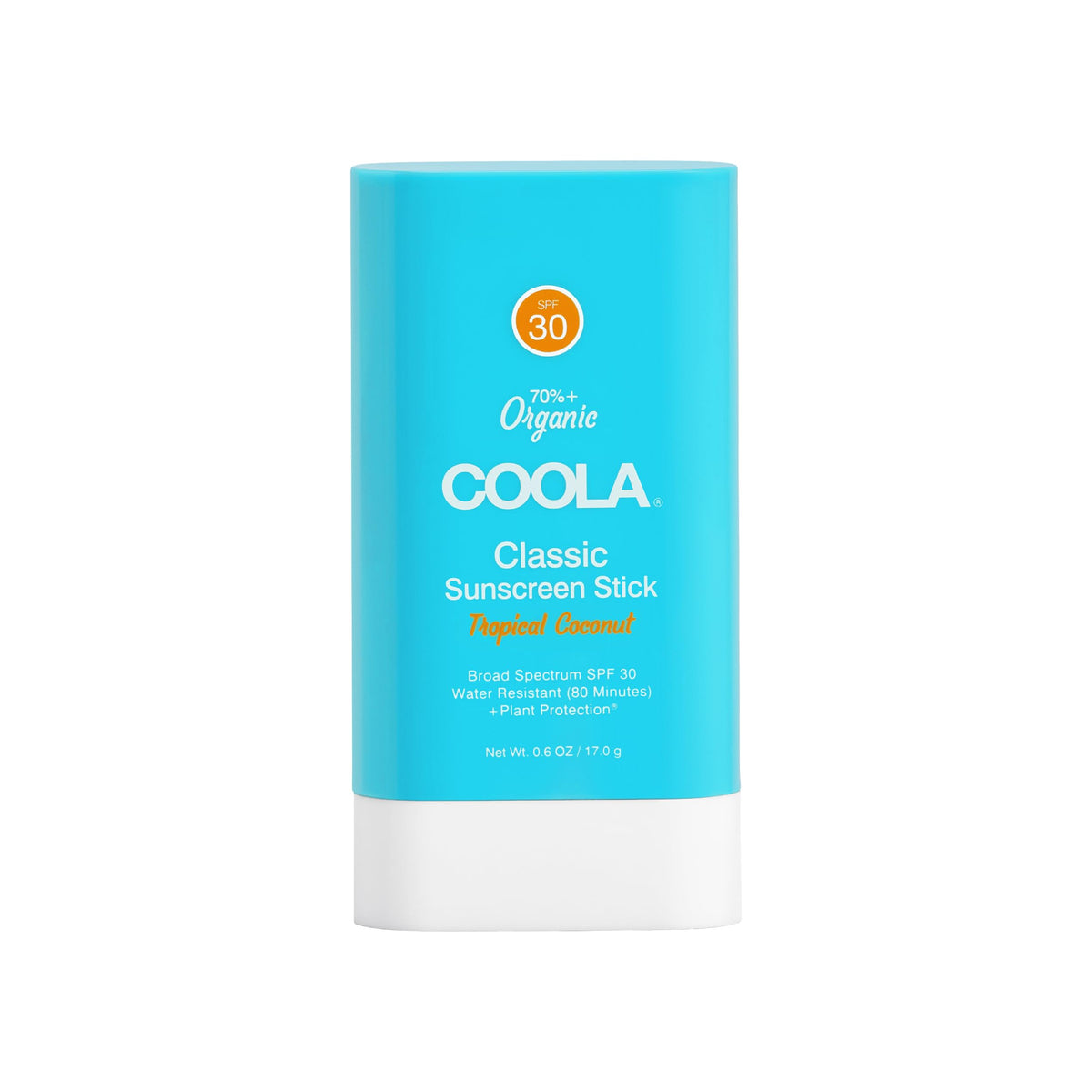 COOLA organic face sunscreen SPF 30 stick with Tropical Coconut for on-the-go protection