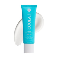 COOLA Organic Face Sunscreen SPF 50 bottle shown for lightweight sun protection.